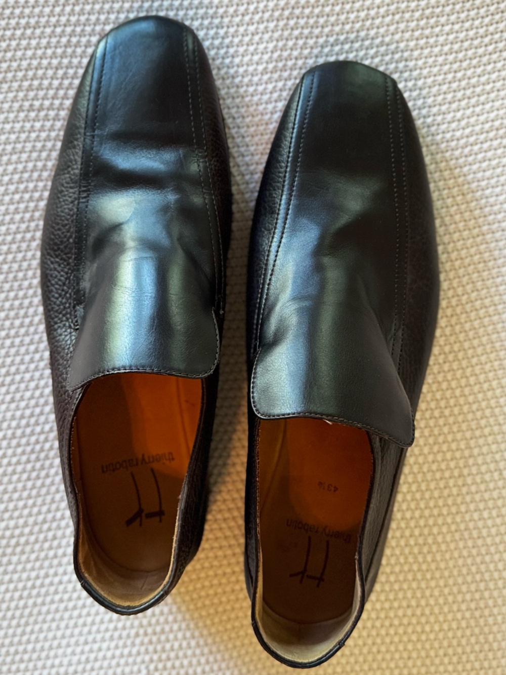 THIERRY RABOTIN Italian Men’s Dark Brown Leather Slip-On Loafers Designer Shoes - Picture 6 of 14